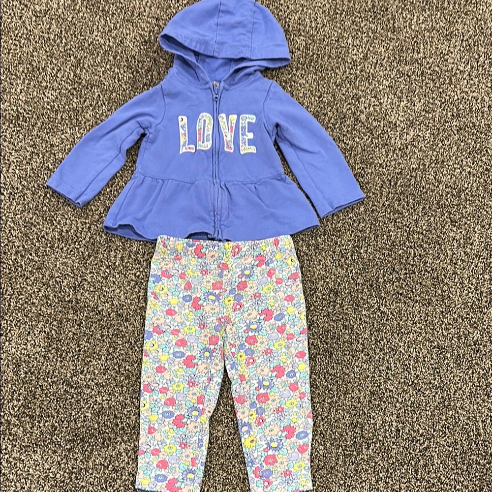 Purple LoVe Hoodie and Floral Pants Set